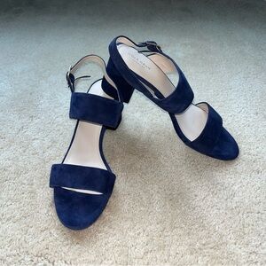 NWOT Cole Haan Avani Navy Blue Suede Block Heel Sandals - Size 11B